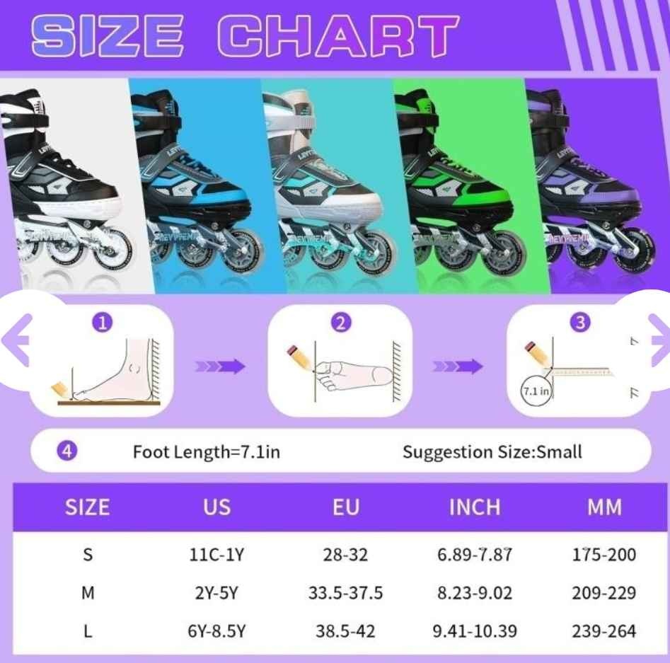 LEVYTEMP Adjustable Inline Skates, 4 Size Adjustable - photo 3