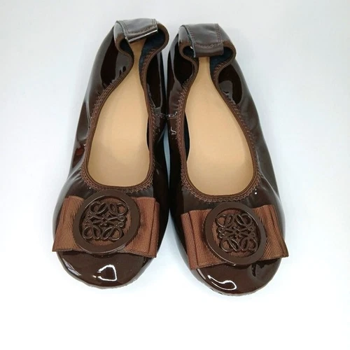 NWOT Brown Patent Finish Ballerina Flats Size 8.5 US 39 EU