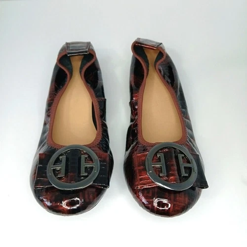 NWOT Maroon Black Patent Finish Ballerina Flats Size 8.5 US 39 E