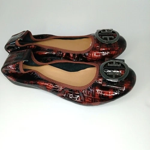 NWOT Maroon Black Patent Finish Ballerina Flats Size 8.5 US 39 E - photo 3