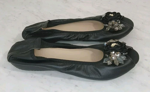 Black Open Toe Ballerina Flats Size 39 (US 8.5-9) - photo 4