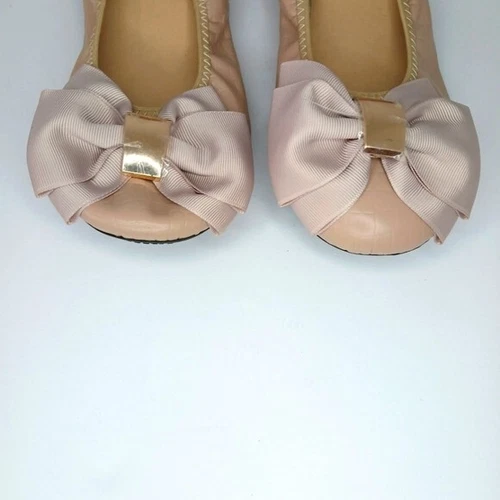 NWOT Pink Cream Ballerina Flats Bow Comfy Size 7.5 US 39 EU - photo 2