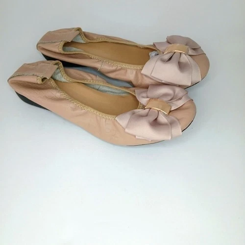 NWOT Pink Cream Ballerina Flats Bow Comfy Size 7.5 US 39 EU - photo 4