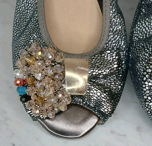 Silver Jewel Ballerina Flats - Size 7.5-8 - photo 2