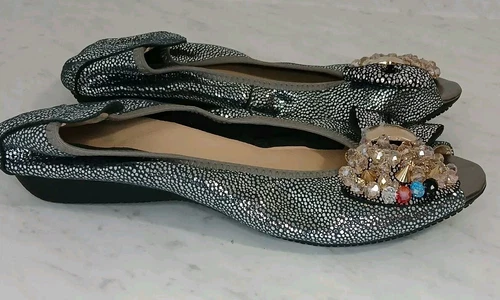 Silver Jewel Ballerina Flats - Size 7.5-8 - photo 4