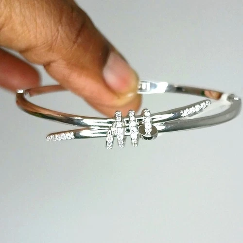 Silver Mini Rhinestones Bracelet Glam Stainless Steel - photo 3