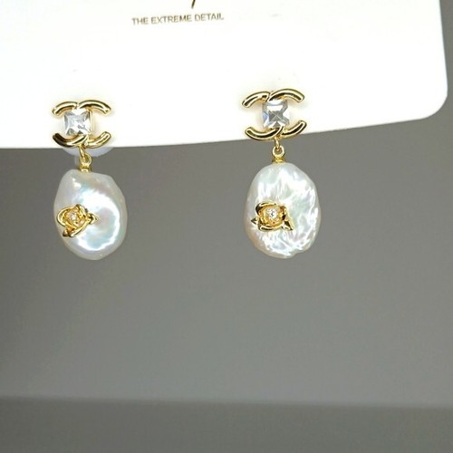Pearl Earrings Rhinestones Rose Gold Tone - photo 2