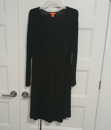 Joe Fresh Black Dress Drawstring Waist Plus XL Midi V-Neck