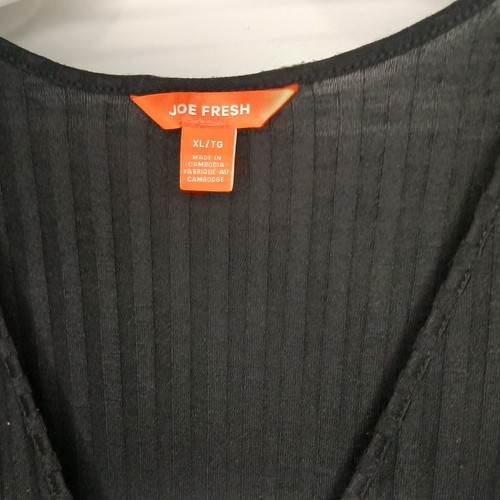 Joe Fresh Black Dress Drawstring Waist Plus XL Midi V-Neck - photo 3