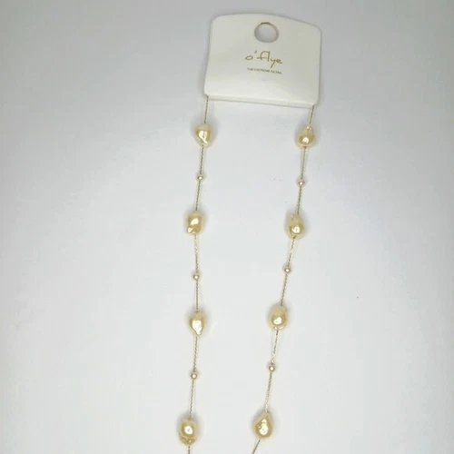 Cream Pearl Necklace Stainless Steel - photo 2