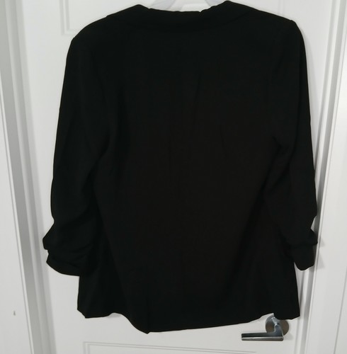 WomeTruth Black Blazer 3/4 Sleeves Open Front Size L - photo 3