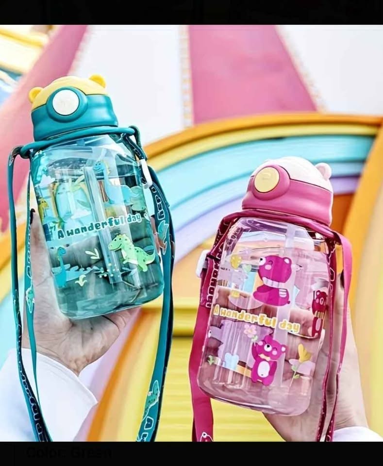 Cute Animal & Dinosaur Kids Water Bottle with Straw - photo 2
