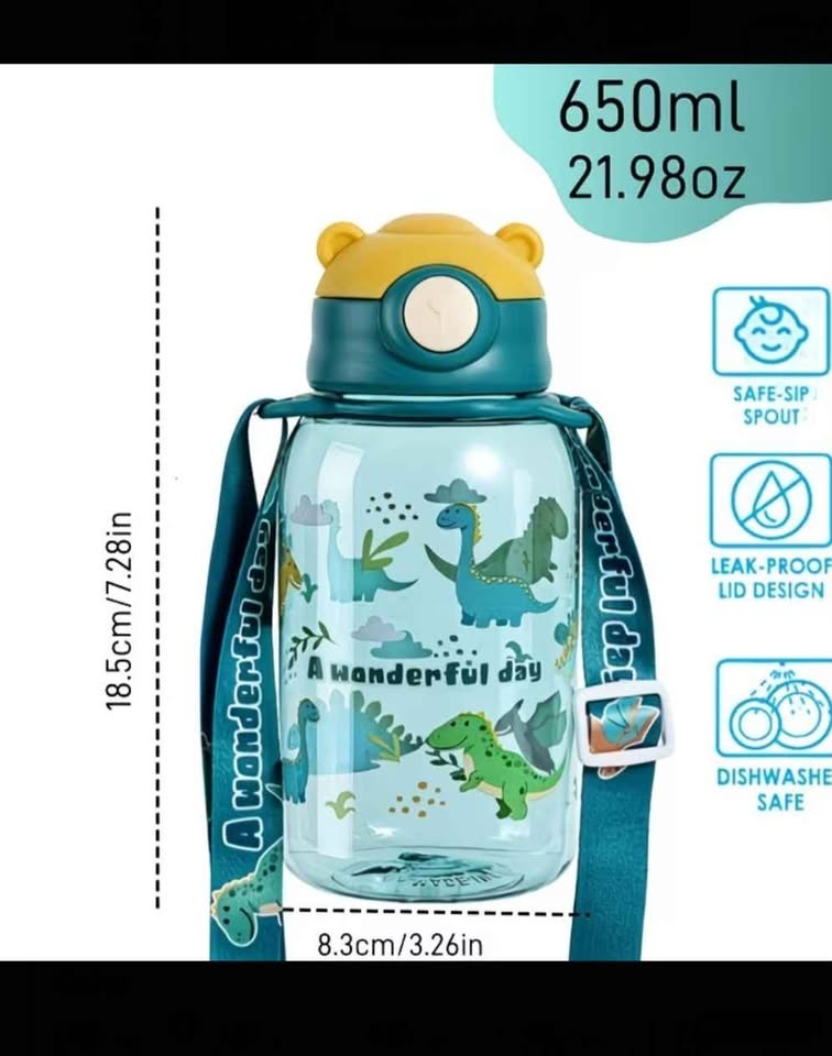 Cute Animal & Dinosaur Kids Water Bottle with Straw - photo 5