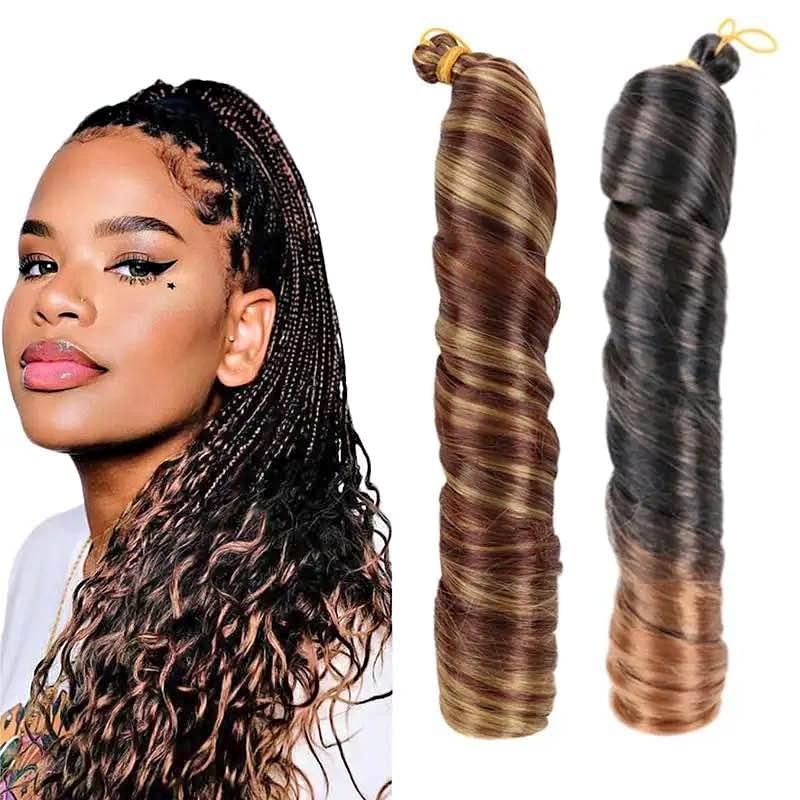 Assorted & beautiful curly French braiding hair for sale.
