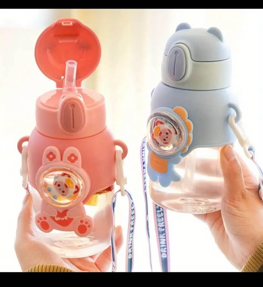 Cute Cartoon Kids Water Bottle (600ml) - Pink - photo 3
