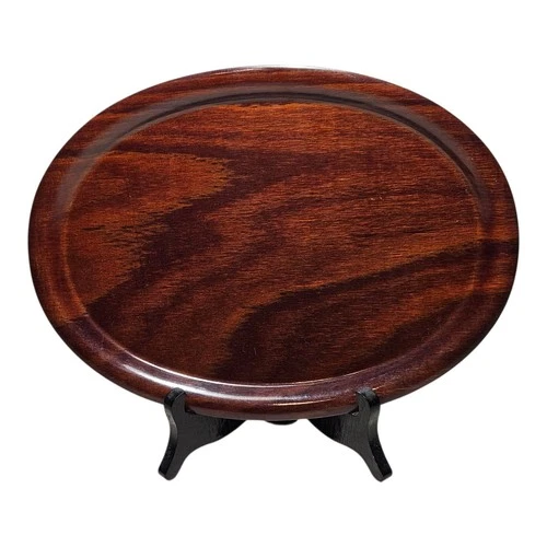 Vintage Wood Veneered Oval Serving Tray - Mid Century