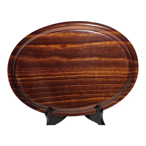 Vintage Wood Veneered Oval Serving Tray - Mid Century - photo 3