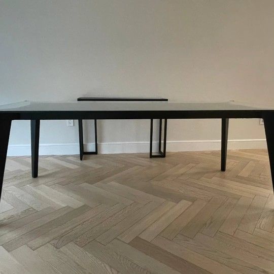 CB2 Harper Glass Dining Table w/ Black Steel Base - photo 2