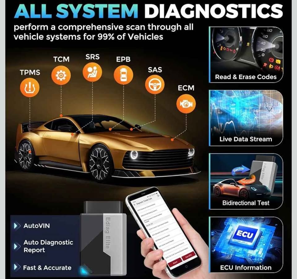 KINGBOLEN Ediag Elite OBD2 Scanner Bluetooth Bi-Directional - photo 2