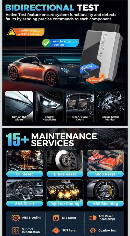 KINGBOLEN Ediag Elite OBD2 Scanner Bluetooth Bi-Directional - photo 3