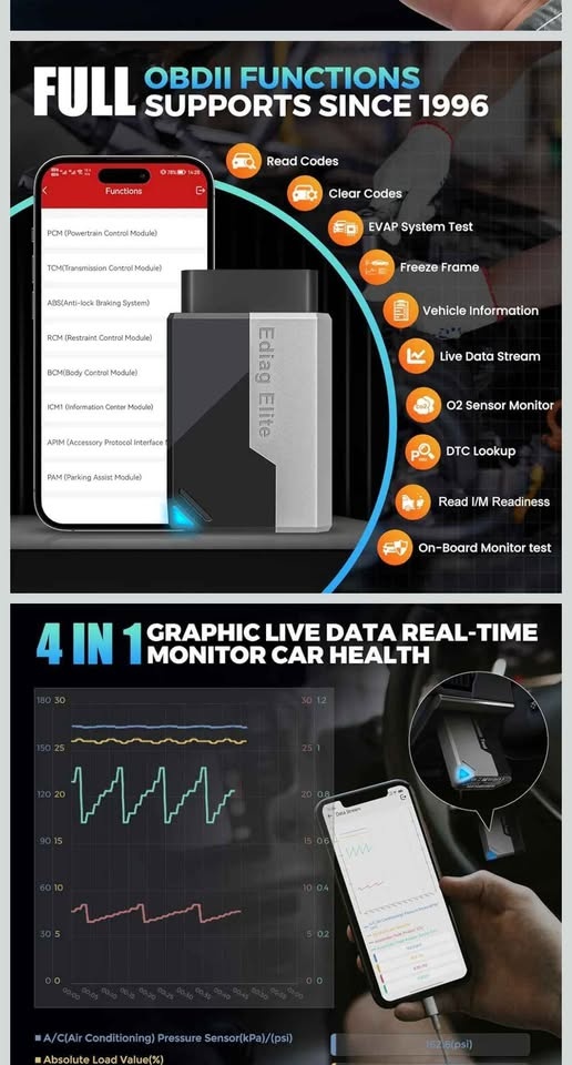 KINGBOLEN Ediag Elite OBD2 Scanner Bluetooth Bi-Directional - photo 5
