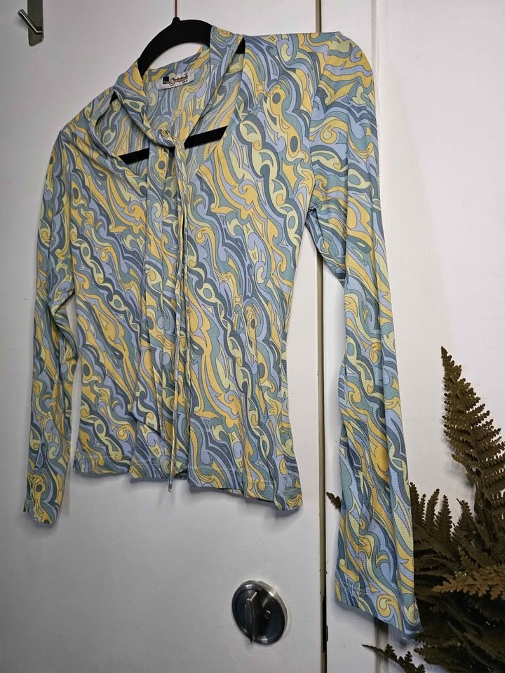 Vintage Y2K Tie Neck Mesh Top - photo 3