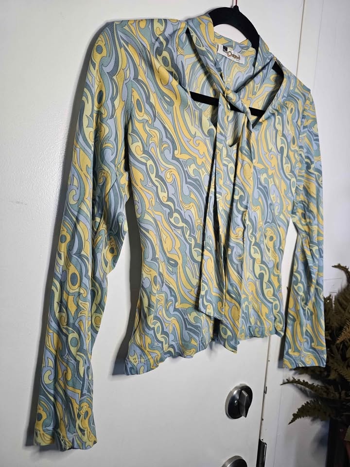 Vintage Y2K Tie Neck Mesh Top - photo 4