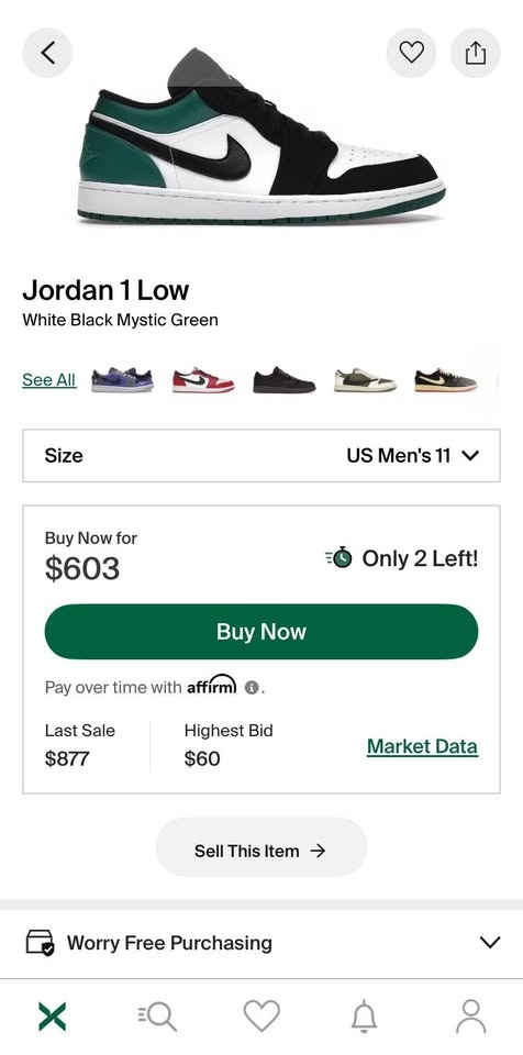 Jordan 1 Low White Black Mystic Green - photo 4