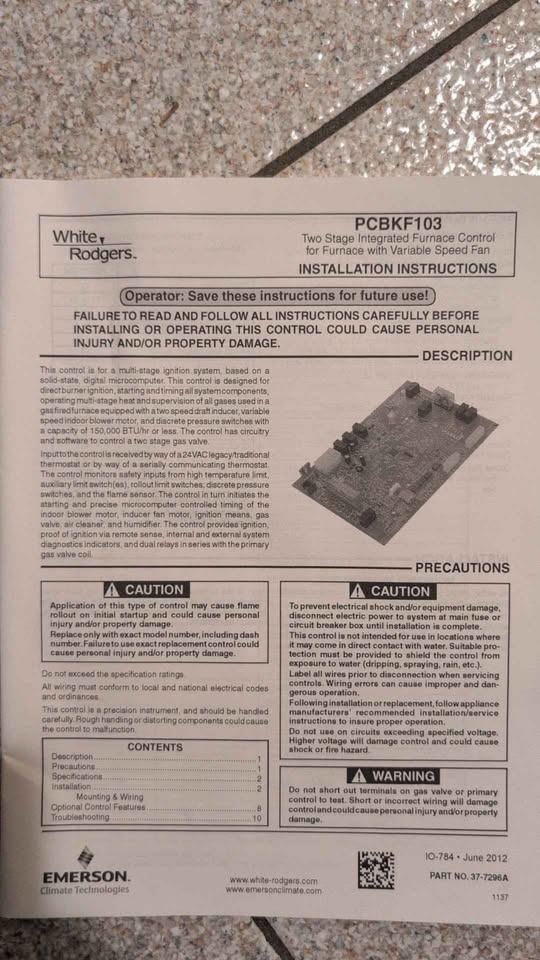 White Rodgers PCBKF103 Two Stage Furnace Control Board - photo 2