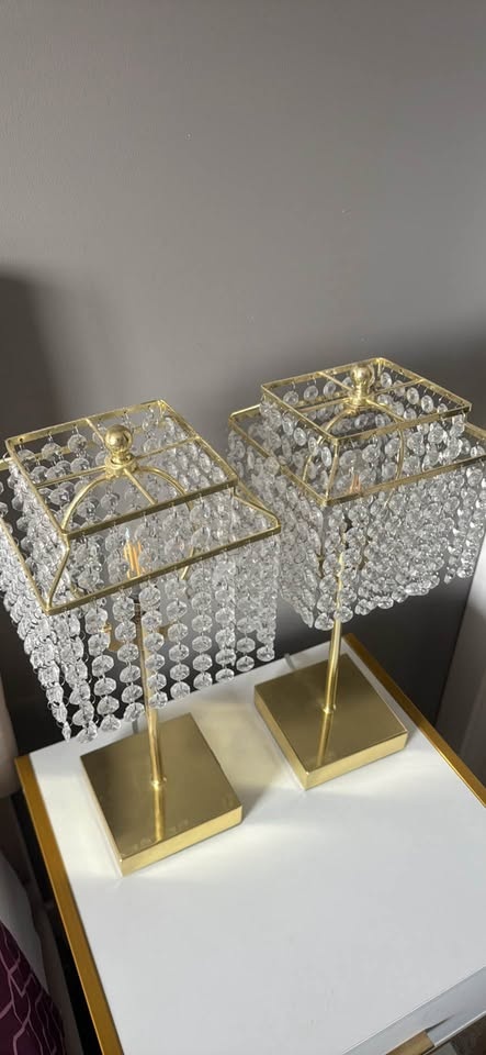 Gold Crystal Table Lamps (Set) with Charging Ports - photo 2