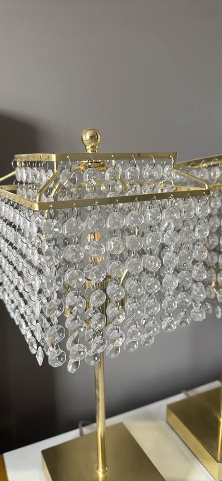 Gold Crystal Table Lamps (Set) with Charging Ports - photo 3