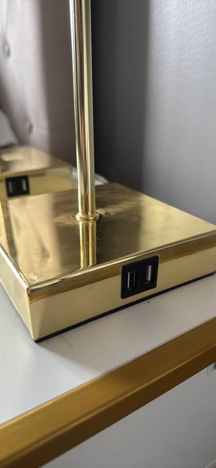 Gold Crystal Table Lamps (Set) with Charging Ports - photo 4
