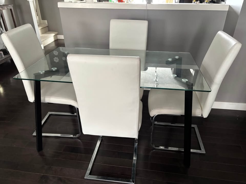 Modern Glass Dining Table and 4 Chairs - photo 2