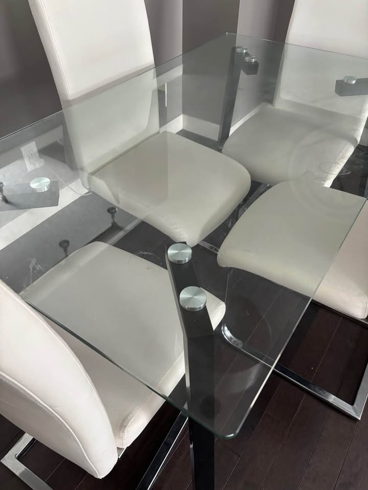 Modern Glass Dining Table and 4 Chairs - photo 3