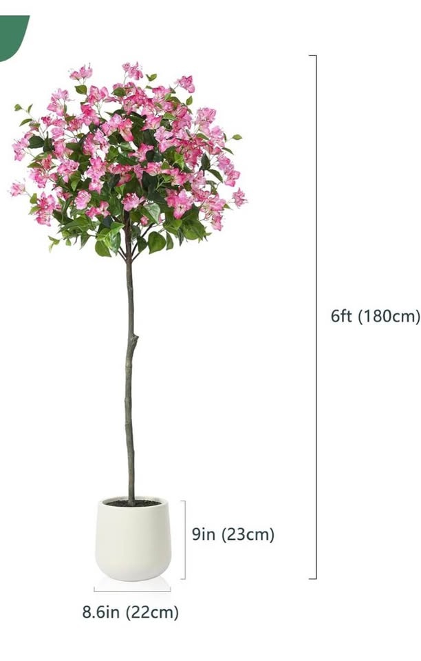 6FT Artificial Bougainvillea Tree in White Planter - photo 4
