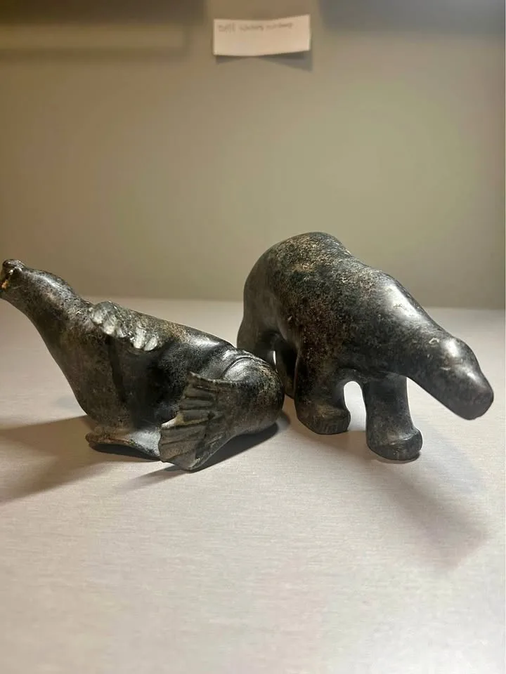 Inuit Soapstone Seal by Ludovic Onerk + Polar Bear thumbnail
