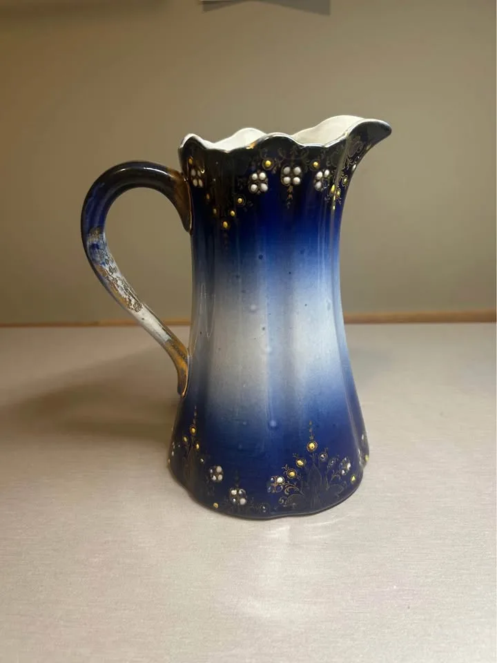 Antique Flow Blue Luneville France Pitcher image indicator(3)