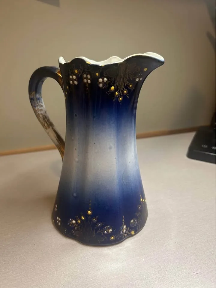 Antique Flow Blue Luneville France Pitcher image indicator(9)