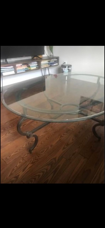 Oval Glass & Metal Coffee Table - photo 2