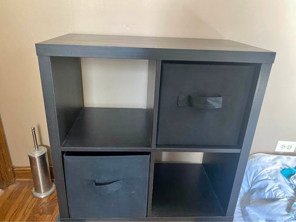 Black Cube Storage Unit, 2 Bins (13")