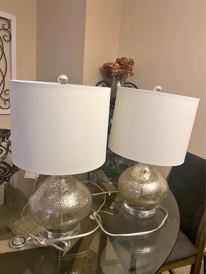 Set of Designer Mercury Glass (Gold Speckled) Lamps