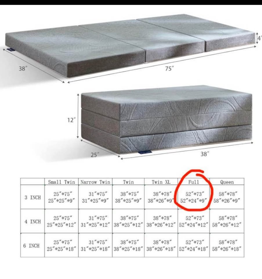 Brand New Full Size Tri-Fold Mattress - photo 5