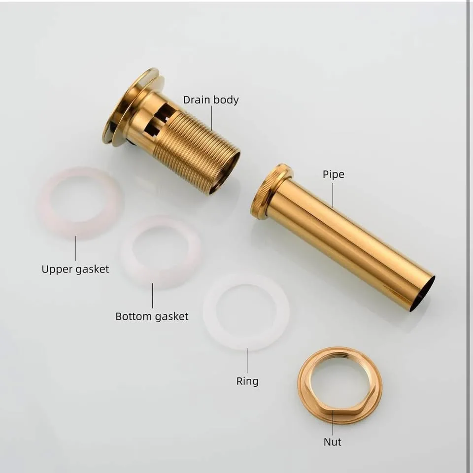Titanium Gold Sink Drain Brass Pop Up Stopper w/ Overflow image indicator(3)