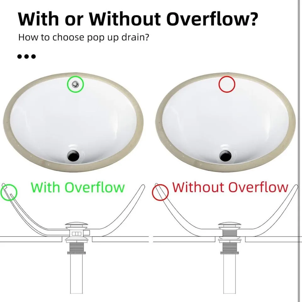 Titanium Gold Sink Drain Brass Pop Up Stopper w/ Overflow image indicator(5)