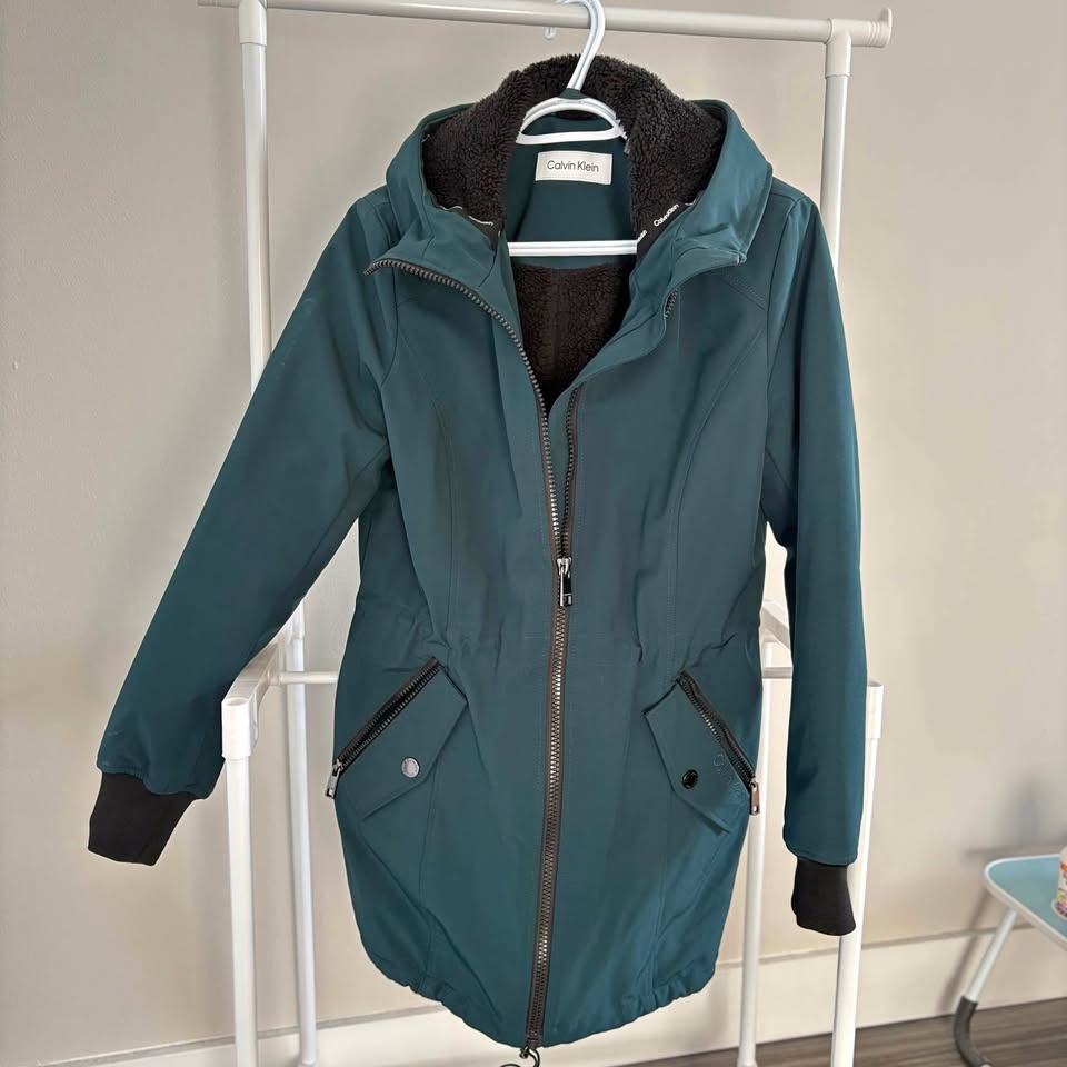 Calvin Klein Fleece-Lined Hooded Raincoat