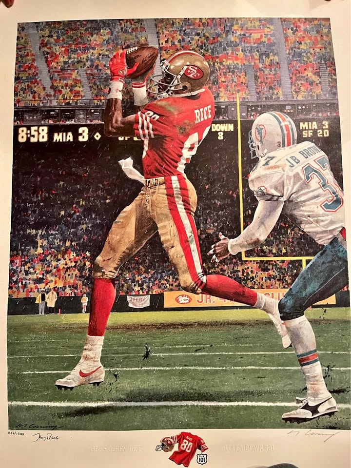 Jerry Rice Signed Merv Corning "Record Breaker" Lithograph - SF
