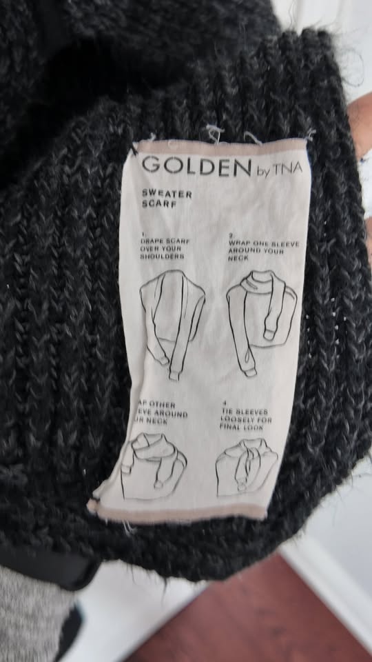 TNA Gray Oversized Sweater Scarf / Wrap - photo 2