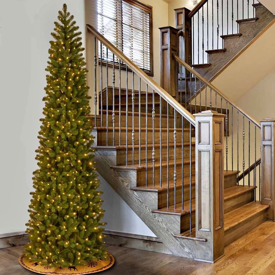 9 ft Hachmin Slender Artificial Fir Christmas Tree with Lights