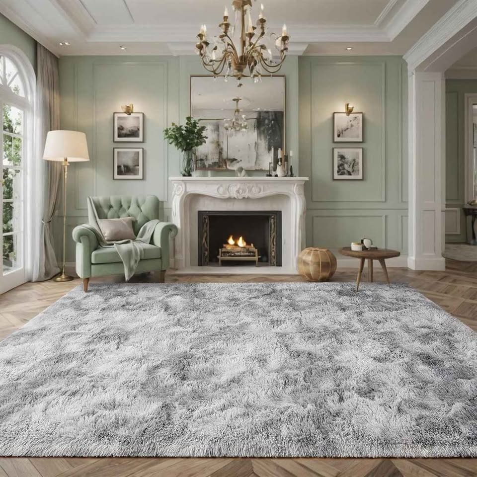 9x6 Rectangle Shag Area Rug in Grey - photo 3