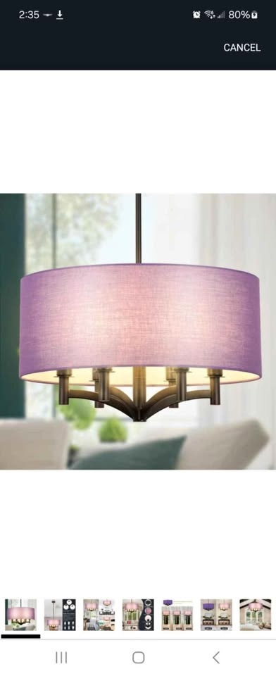 DLLT Drum Chandelier for Dining Room: Purple Modern Drum Chandel
